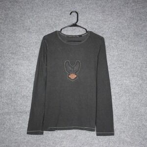 Harley Davidson Womens Long Sleeve Eagle Graphic T Shirt Size XL Gray